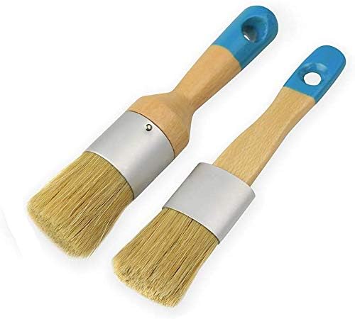 MAXMAN Chalk & Wax Paint Brush Set for Furniture,DIY Painting and Waxing Tool,Milk Paint,Stencils,Natural Bristles,Home Decor,Small Size