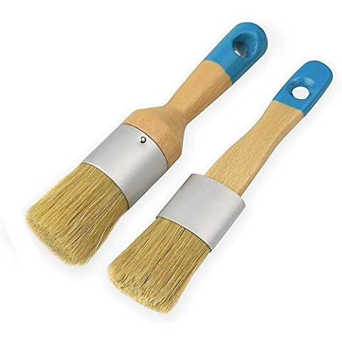 MAXMAN Chalk & Wax Paint Brush Set for Furniture,DIY Painting and Waxing Tool,Milk Paint,Stencils,Natural Bristles,Home Decor,Small Size Cover