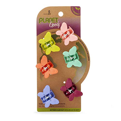 Goody Bio-Plastic Mini Butterfly Clips - 6 Count, Assorted - Snap and Go Closure Help Keep Hairs In Place - Hair Accessories to Style With Ease and Keep Your Hair Secured - For All Hair Types