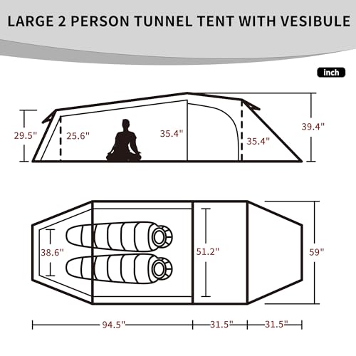 image for Naturehike Opalus Tunnel Backpacking Tent for 2-3 Person, 2 Person 3 P