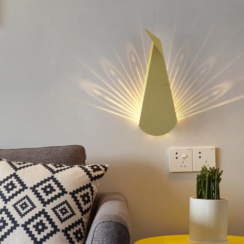 Lámpara de pared pavo real para eliminar zonas oscuras en escaleras con luz cálida LED