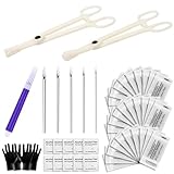 MIUXIA Piercing Needles Kit Ear Nose 40Pcs Piercing Kit Includes 25Pcs Piercing Needles 12G 14G 16G 18G 20G 2Pcs Piercing Clamps Clean Pads Gloves Marker Pen Septum Belly Lip Piercing Kit