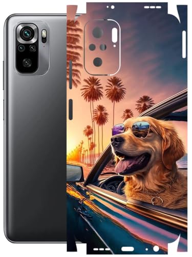 Image of AtOdds - Full Body Back Screen Guard Protector Film - Lamination Wrap Skin Sticker Compatible with REDMI Note 10 | Scratchproof Matte Finish (Happy Doggo)