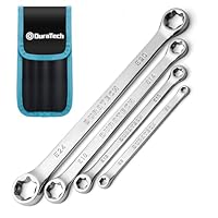 DURATECH 4-tlg. E-Torx Schraubenschlüssel-Satz E6–E24, Doppel-Ringschlüssel Innen-Torx, Cr-V Stahl, spiegelglanzpoliert, mit Rollo-Tasche, für Auto, Motorrad und mechanische Wartung