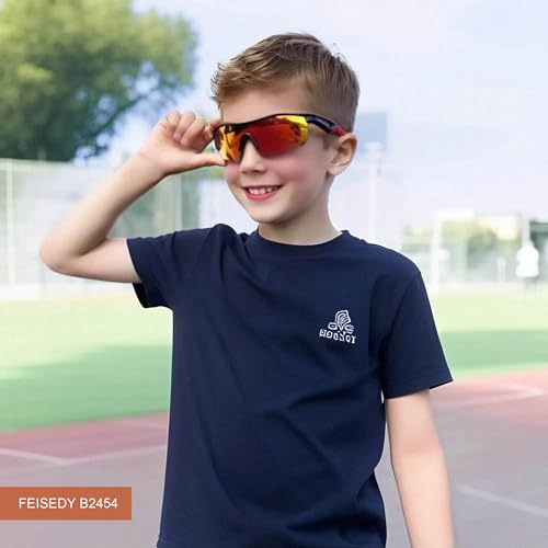 Image of FEISEDY Kids Polarized Sports Sunglasses, TR90 UV400 Baseball Cycling