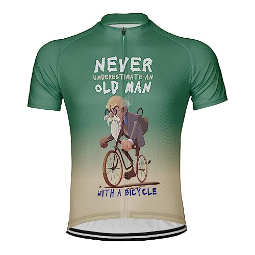Personalizar Never Understimate An Old Man Hombre Camiseta De Ciclismo Manga Corta Bicicletas Maillots (L, MS3157)