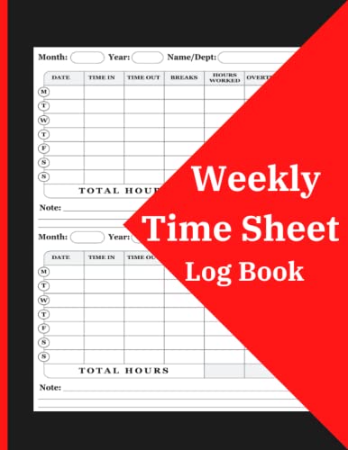 Weekly Time Sheet Log Book: Timesheet Log Book to Record Time, Employee Hours Book with Breaks and Overtime, Timesheet Book for 238 Weeks image 2