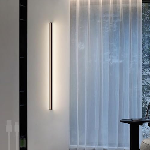 Aplique de pared LED recargable USB de 50cm con diseño lineal moderno y luz cálida