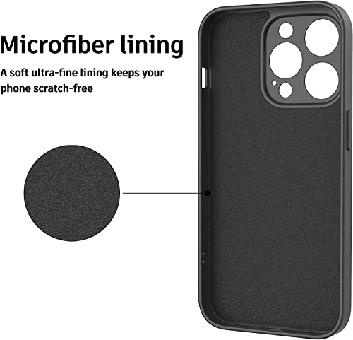 Image of Elzzi Microfiber Square Candy Case Compatible for iPhone 14 PRO MAX, Shockproof Slim Back Cover Gel Rubber Liquid Silicone Case - Black