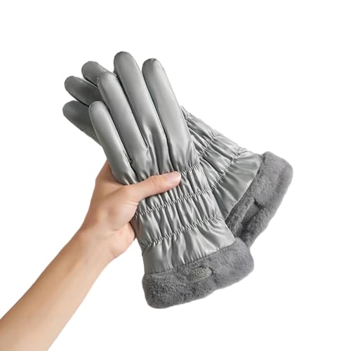 keynoyin Winter Fleece Thick Warm Gloves, Anti-Skid Cycling Student ski Gloves - Bear Non-Bullet Women's Style [Gray]