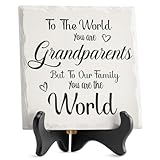 LukieJac Grandparents Gifts from Grandkids Ceramic Plaque for Grandpa & Grandma Gift Ideas Home Decor, Thanksgiving, Christmas, New Year, Grandparents Day, Wedding Anniversary and Birthday Gifts