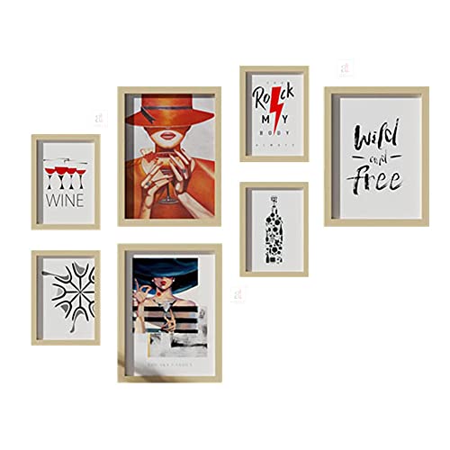 Image of PAINTINGMANTRA Wall Decor Bar Theme Set of 7 Framed Art Prints Paintings for Home Gallery, Bedroom, Living Room & Office (Size - 3-12 x 16 & 4-8 x 12 Inches)