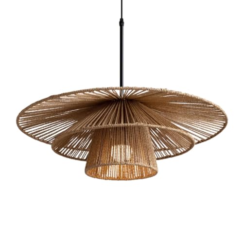 LQZCXMF Lámpara Colgante De Ratán Hecha A Mano Lámpara De Araña Costera De Diseño Multicapa Aplique De Iluminación Rústico Lámpara De Techo Colgante De Bambú Natural Para Bar, Cafetería O Sala De Esta