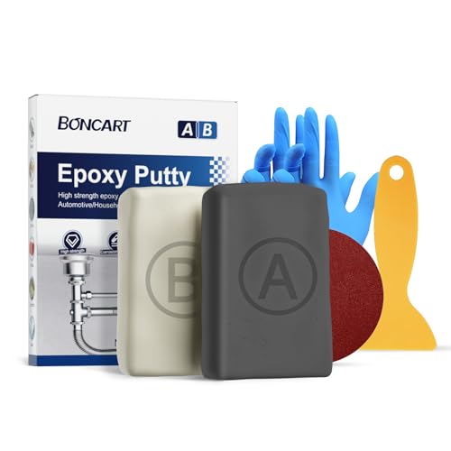 Boncart Epoxy Putty, 200g Epoxy Repair Filler, Multi-Purpose 2 Part Filler, Pool Putty, Sculpt Clay, High Strength, Waterproof, Drillable, for Filling, Bonding, Sculpting (Grey)