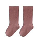 Hixingo Calcetines Hasta la Rodilla Bebe Niña Niño Calcetines Altos Largos Suave Invierno 3 Pares Calcetas Hasta Rodilla Infantiles Niña para Unisex Bebés 0-3 Años (Color pasta frijol,3 años)