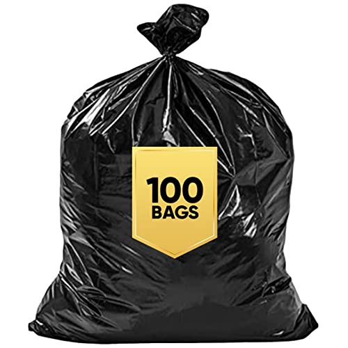 33 Gallon Trash Bags, (Huge 100 Bags W/Ties) Large Black Garbage Bags 30 Gallon, 32 Gallon, 35 Gallon Trash Can Liners #TOP5