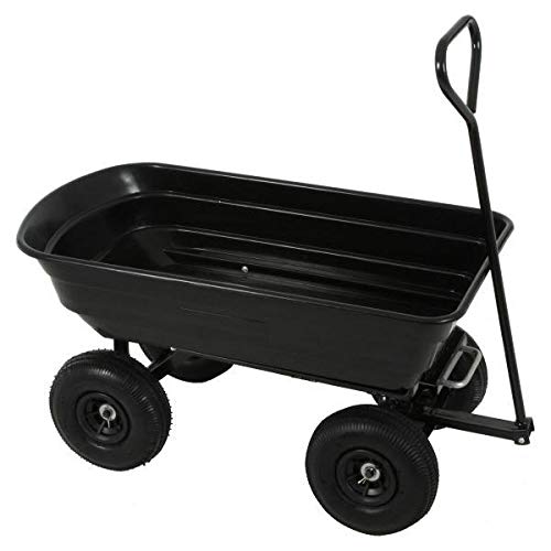 Varan Motors TC1801 Carrito de jardín con contenedor basculante, carrito transportador remolque con volquete, carga 250Kg máx.