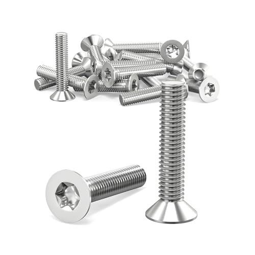 ORTAVA Tornillos de cabeza avellanada M4 x 20 mm, M4, tornillos de cabeza avellanada Torx de acero inoxidable 304, tornillo de cabeza avellanada con hexágono interior/Torx (ISR/TX) según la norma ISO