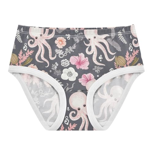 Wusikd Octopus Flowers Girls' Underwear Cotton Pink Girls Briefs Soft Toddler Underwear 2T