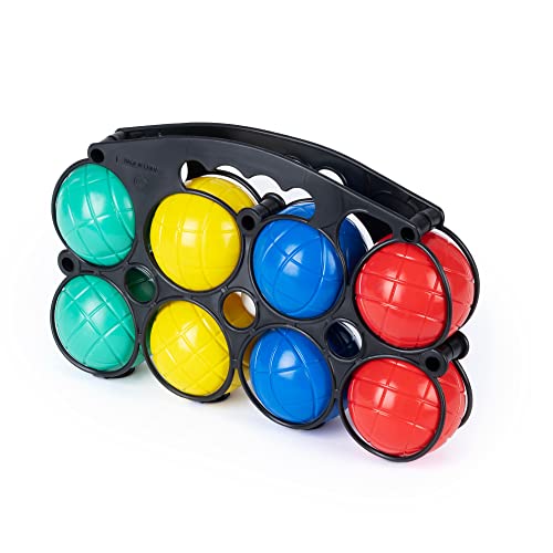 Hillington Colourful Boules Set with Carry Holder - Durable Plastic Water Filled Boules Set for Kids and Adults - French Petanque Boules Gift Fun Garden or Park Outdoor Game