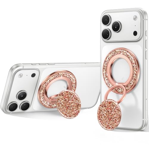 Image of SYNCWIRE for MagSafe Phone Grip, Sparkly Magnetic Phone Ring Holder | 360 Rotation, Glitter Phone Grip Finger Holder Stand Kickstand Bling Bling, for iPhone 17 16 15 14 13 12 Pro Max MagSafe