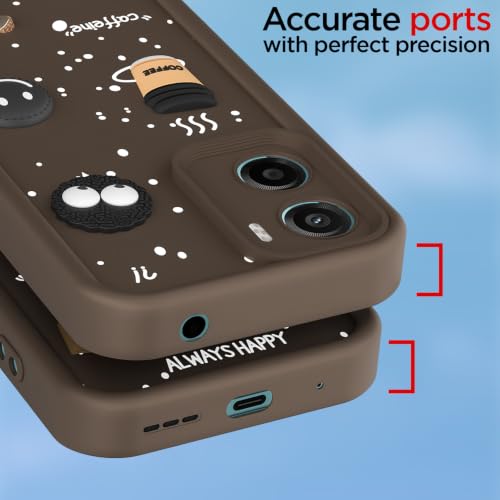 Image of Pikkme Back Cover for Motorola Moto G05 | 3D Bear Silicone Cute & Fun Coffee Cartoon | Full Body Protection Bumper Case (Brown)