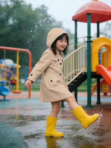 Image of SANGTREE Girl's Waterproof Trench Coat Hooded Lightweight Windbreaker Rain Jackets