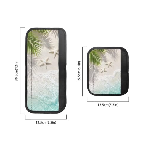 Image of Fridge Door Handle Covers Set of 6 Kitchen Appliance Decor Handles Glove Anti-Slip Protectors Washable Fabric Refrigerator Decor Accessories, Starfish Palm Leaf Beach Pattern