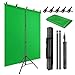 JEBUTU Green Screen Backdrop Kit with Stand, 5X6.5ft Portable Green Screen Backdrop with Stand kit, GreenScreen Background with Stand Carrying Bag Clamp for Streaming Video Zoom