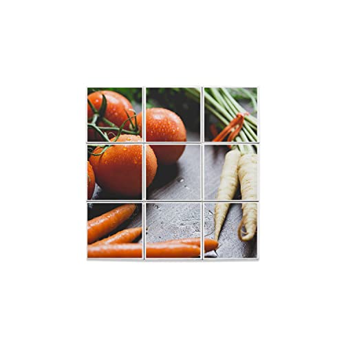 Carreaux céramique décoratif pour personnaliser un mur blanc avec un motif légumes sains