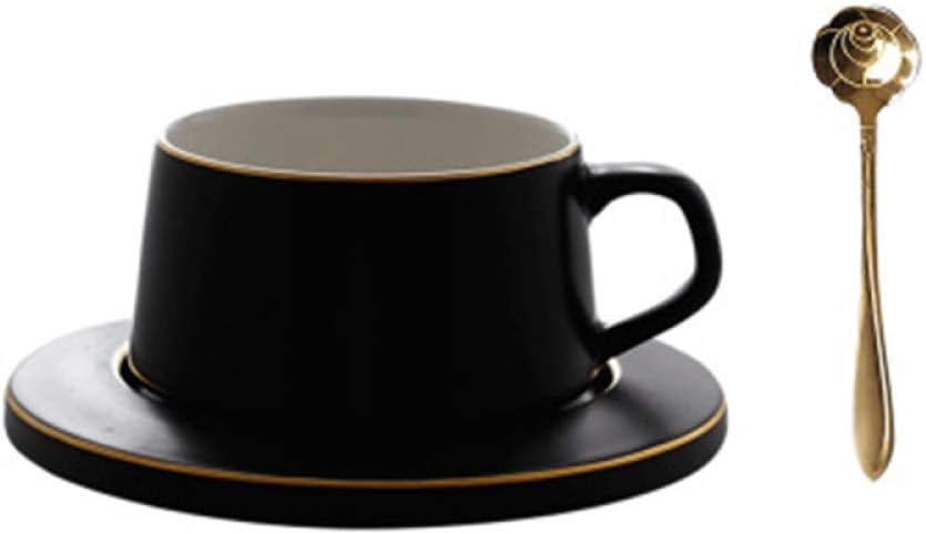 ZHAOCHENBO Black With Gold Rim Tea Cups Nordic Reusable Coffee Cup Set Espresso Cups Water Fine Bone China Cute Cappuccino Cup Christmas Crockery