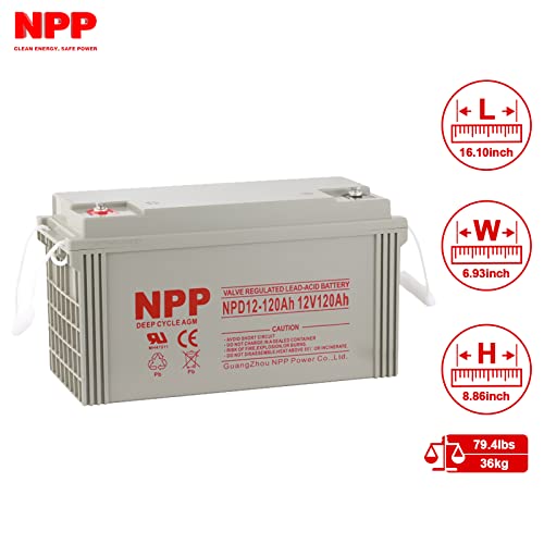 Npp Npd12-120Ah(T16, 2 Pcs) 12V 120Ah Agm Deep Cycle Sealed Lead Acid Rechargeable Battery For Ups,Rv, Off-Grid Solar And Inverter, Marine,Pure Sine Wave Pst-100S-24A Brand Product #TOP1