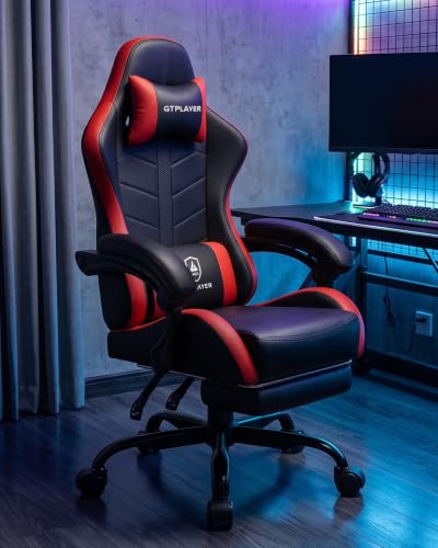 Image of GTPLAYER Gaming Chair, Computer Game Chair for Adults, Black - Red
