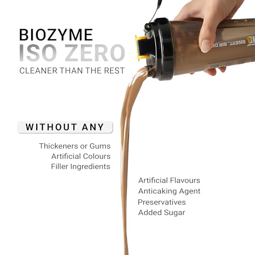 Image of MuscleBlaze Biozyme Iso-Zero Whey Protein Isolate Powder, 500g (1.1lbs) | Ice Cream Chocolate | 27g Whey Protein Per Scoop | USA Patent-Published Enhanced Absorption Formula (EAF)
