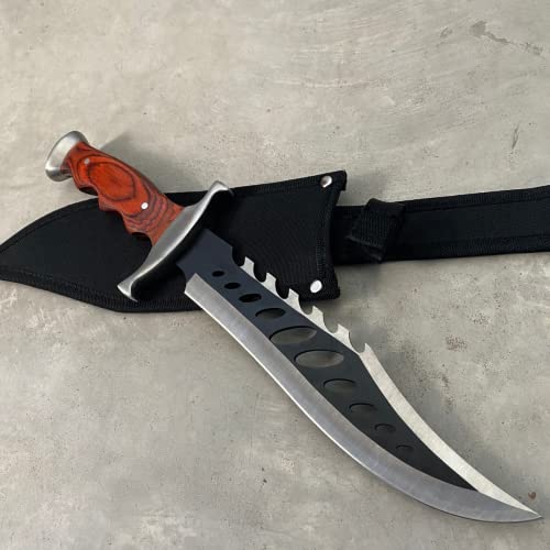 Faca Facão Rambo Militar Tático Muito Afiado Camping Caça Pesca Bushcraft Serrilhado Aço 440