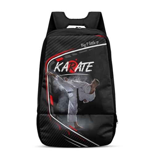 Suohuicp Boxe Dardo Relâmpago Karatê Beisebol Mochila Esportiva Compartimento de Sapatos Bolsas Academia Adolescente Bolso Interior Bola Escolar (Design de Karatê)