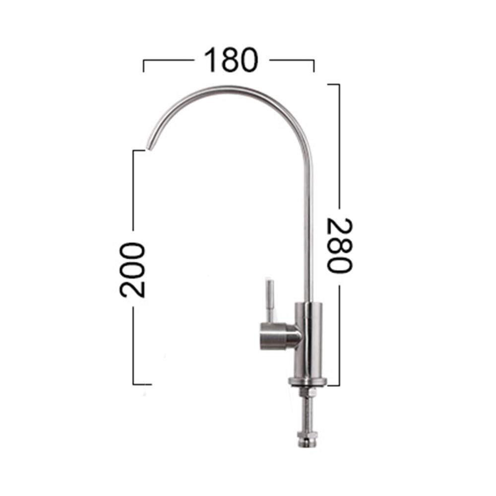 Grifos Filtro de Agua Potable de ósmosis de 1/4 '' Grifo de Cocina Grifo purificador de Agua de Acero Inoxidable Cepillado Grifo de Cocina Giratorio de Agua fría Individual para Beber