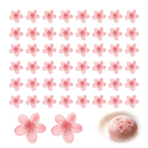 50 flores de cerezo comestibles para pasteles, decoración de tartas de cumpleaños Sakura 3D, flores comestibles rosa para cupcakes, bodas, bautizos, fiestas, pasteles, obleas y papel alimentario DIY