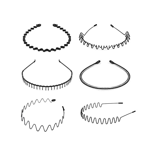 Bande de Cerceau de Cheveux Bandes de Cheveux en Métal Bandeau Antidérapant Multi-styles Bandeau en Métal Élastique Antidérapant Cheveux Hoop pour la Maison, L'extérieur, Le Sport et le Yoga 6 Pièces Cover