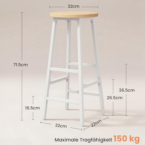 Lot de 2 tabourets bar indus 150 kg, YOUDENOVA