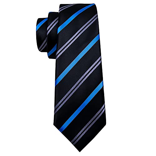 Image of Barry.Wang Plaid Ties for Men Silk Necktie Handkerchief Cuff Links Set