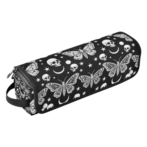 Bolsa de viaje y manta resistente al calor para herramientas de cabello, estuche portátil para planchas, alisadores y rizadores, con diseño de calaveras negras y blancas miniatura 1
