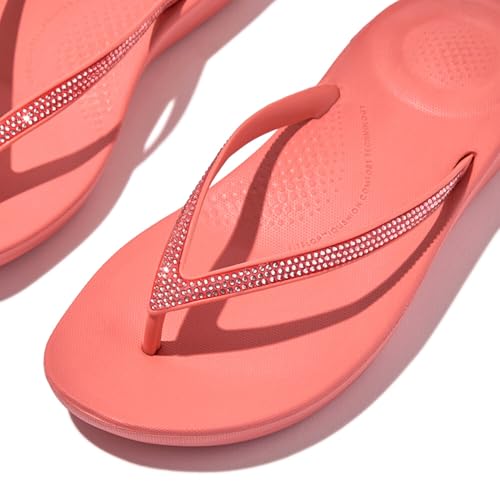 Image of FitFlop Womens iQushion Sparkle Ergonomic Flip Flops for Walking, Lightweight Waterproof Cushioned Thong Sandals for Women with Non Slip Bottom and Arch Support | Lightweight Waterproof Walking Sandals w /Cushioned Comfort & Arch Support
