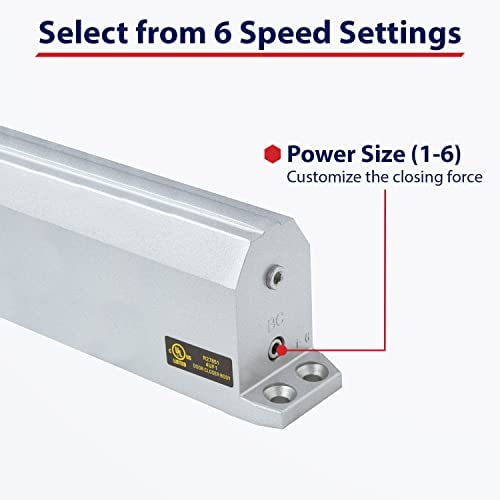 Cierrapuertas resistente LH5016 con control de puerta ajustable de 6 velocidades y accesorios 8