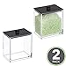 mDesign Plastic Rectangle Apothecary Canister - Organizer for Bathroom Vanity Countertop Shelf Decor - Holds Cotton Swabs, Soap, Makeup, Bath Salts - Lumiere Collection - 2 Pack - Clear/Matte Black