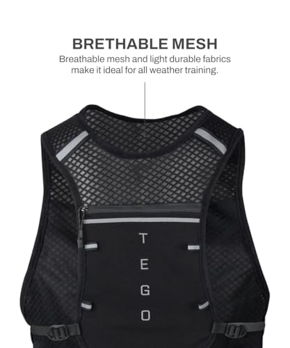 Image of TEGO Pacer Lite Running Hydration Vest | Lightweight Minimalist Running Vest | Compatible with 200 ml / 250 ml / 500 ml Soft Flasks | Reflective | for Running & Training