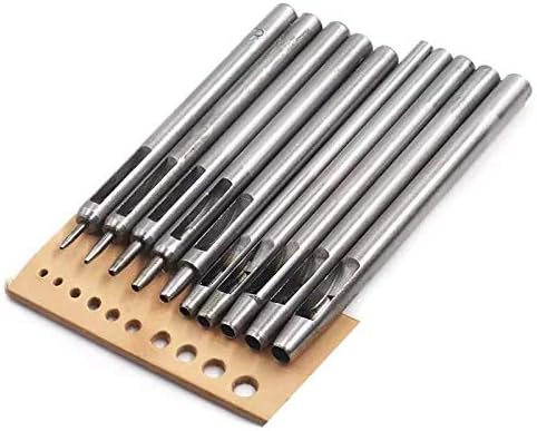 10Pcs Leather Hole Punch Cutter 0.5mm-5mm Round Hollow Hole Punch Set, Leather Working Tools Leather Craft Punch Tool Kit