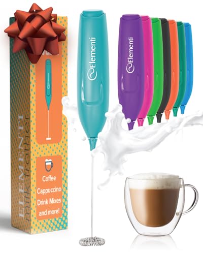 Elementi Powerful Frother Wand – Lightweight Milk Frother & Drink Mixer Handheld, Matcha Whisk for Dreamy Lattes, Powerful Coffee Mixer Wand & Blender Stirrer - Make Creamy Cappuccinos at Home (Teal)