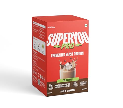 Image of Superyou Pro Fermented Yeast Protein Isolate Cold Coffee (Pack of 5) | 24g Protein | Higher Absorption than Plant Protein | Superior Muscle Recovery | Gut Friendly | Vegan Protein | PDCAAS of 1-180g