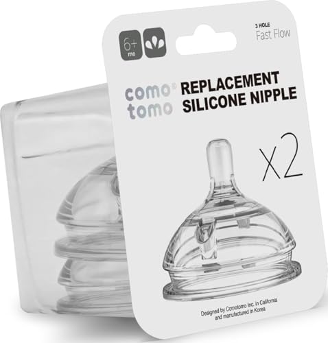 Image of Comotomo Silicone Replacement Nipple, Fast Flow, 6+ Months, 2 Count